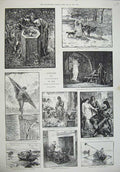 Old Antique Print 1887 Pictures Grosvenor Gallery Fish Market Boat Hunter 19th