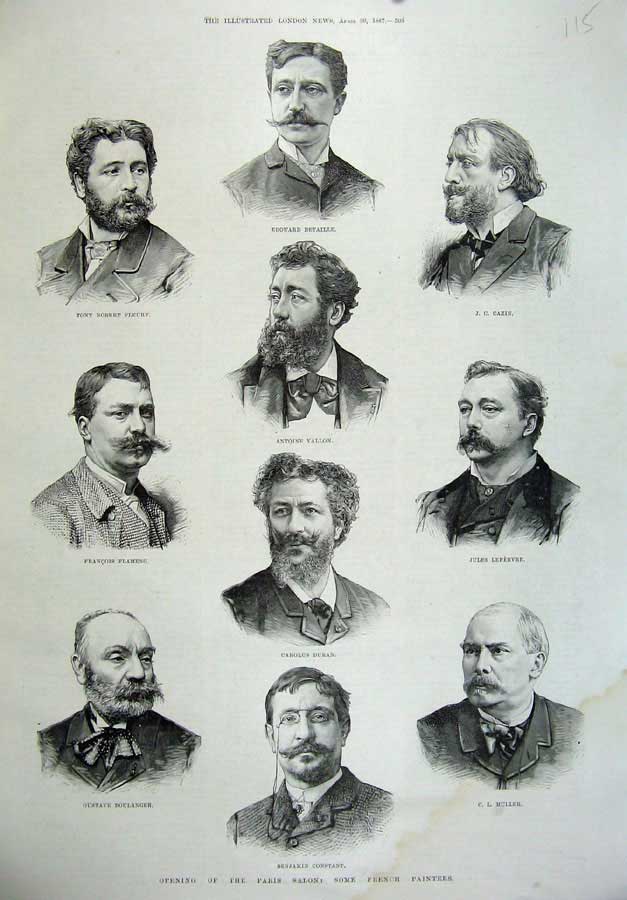 Old Antique Print 1887 French Painters Vallon Muller Duran Flameng Fleury 19th