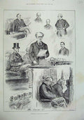 Old Antique Print 1887 House Commons Men Parliament Home Secretary Ludlow 19th
