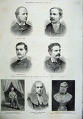 Old Antique Print 1887 Earl Earne Torrington Weymouth Balfour Sleigh Men 19th