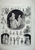 Old Antique Print 1887 Childrens Fancy Dress Ball Mansion House Costumes 19th