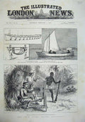 Old Antique Print 1887 Emin Pasha Stanley Machine Gun Whale Boat Forrestt 19th