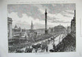 Old Antique Print 1887 Fine Art Royal Procession Trafalgar-Square London 19th