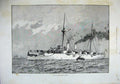 Old Antique Print 1887 Wells Fine Art H.M.S Orlando Belted Cruiser Ship 19th
