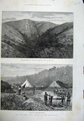 Original Old Antique Print 1887 De Kaap GTransvaal Sheba Mountain Sheba Reef