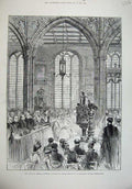 Original Old Antique Print 1887 House Commons State Jubilee Church Westminster