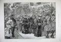 Original Old Antique Print 1887 Prince Princess Wales Manchester Exhibition