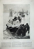 Old Antique Print 1887 Nuns Boat Anne Fouesnant Concarneau Brittany Paris 19th