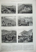 Original Old Antique Print 1887 Kaap GFields Transvaal Barberton Mill Mining