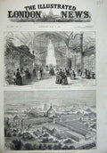 Old Antique Print 1887 Manchester Royal Jubilee Exhibition Central Dome 19th