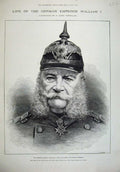 Old Antique Print 1887 Imperial Majesty William King Prussia German Man 19th