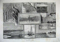 Original Old Antique Print 1887 Winter Sketches Rotterdam Railway Church Market