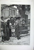 Original Old Antique Print 1887 Woodville Fine Art Civil War England Horse Lady
