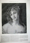 Original Old Antique Print 1887 Portrait Beautiful Woman Miranda Greuze Callond
