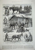 Old Antique Print 1887 Russian Peasant Moujik Funeral Ploughing Novgorod 19th