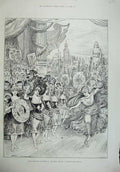 Old Antique Print 1887 Ludlow Pantomime Forty Thieves Drury Lane Theatre 19th