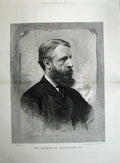 Old Antique Print 1887 Portrait Marquis Harrington Member Parliament Man 19th