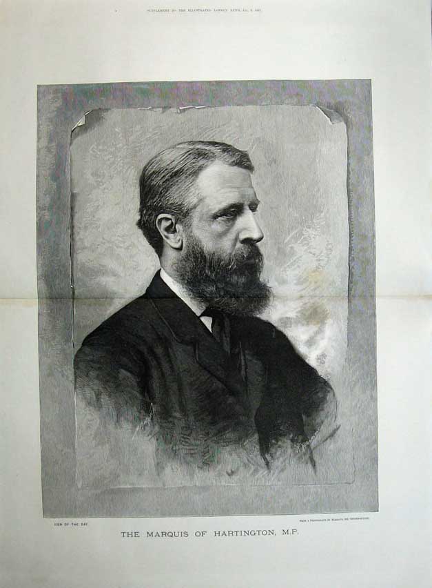 Old Antique Print 1887 Portrait Marquis Harrington Member Parliament Man 19th