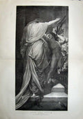 Original Old Antique Print 1887 Watts Fine Art Love Death National Collection