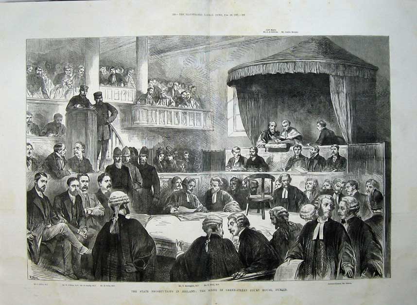 Old Antique Print 1887 Ireland Court Dublin Gibson Healy Crilly Judges 19th