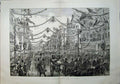Antique Old Print 1887 Queen Visit Birmingham Procession New Street Horse 19th