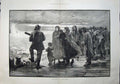 Original Old Antique Print 1887 Morant Cox Fine Art Sea Storm Men Telescope