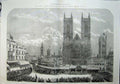 Old Antique Print 1887 Queen Westminster Abbey Building Horses Coach Art 19th