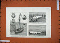 Original Old Antique Print 1887 Dover Harbour Captain Nilson Enlay Lake Whale