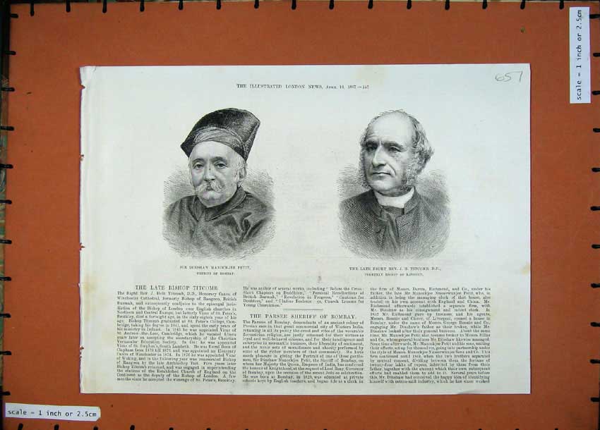 Old Antique Print 1887 Bombay Dinshaw Manockjee Petit Rev Titcomb Bishop 19th