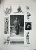 Old Antique Print 1887 Egypt Arabian Girl Esneh Cairo Goulah Coptic Lady 19th