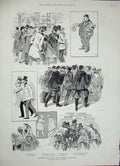 Original Old Antique Print 1887 Presidential Crisis Paris France Sketches 19th