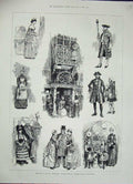 Old Antique Print 1887 Marybone Gardens Bazaar Portman Rooms Baker Street 19th