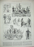 Original Old Antique Print 1887 Lord Mayor Show Commerce London Charity People