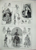 Original Old Antique Print 1887 Sultan Mocha Strand Theatre Burlesque Esmeralda