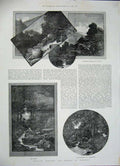 Original Old Antique Print 1887 Dartmoor Stream Rocks Bovey Holly Mill Chagford