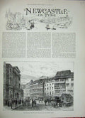 Original Old Antique Print 1887 Sandhill Guildhall Surtees House Newcastle 19th