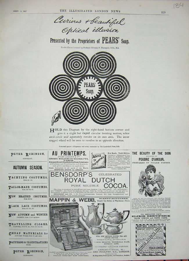Old Antique Print 1887 Advertisement Pears Soap Mappin Webb Cocoa Beauty 19th