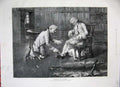 Original Old Antique Print 1887 Lorimer Fine Art Little Girl Man Chair Table