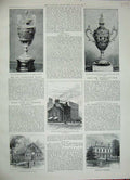 Old Antique Print 1887 Northwich Public Baths Infirmary Watt Golf Sport 19th