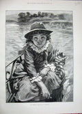 Original Old Antique Print 1887 Macgregor Fine Art Little Girl River Boat Dress