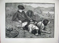 Old Antique Print 1887 Keeper'S Boy Hunting Sport Men Dogs Guns Country 19th
