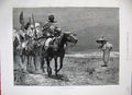 Old Antique Print Woodville Fine Art 1887 Men March Horses Desert Mirage 19th