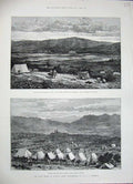 Original Old Antique Print Ruby Mines Burmah 1887 Mogok Camp Mountains Horses
