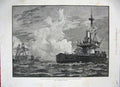 Old Antique Print 1887 Naval Manoeuvres H.M.S Devastation Irish Channel 19th