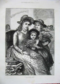 Original Old Antique Print 1887 Flower Sermon Children Church Bible Walker Art