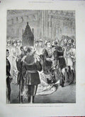 Old Antique Print Queen Kissing Children Jubilee Westminster Abbey 1887 19th