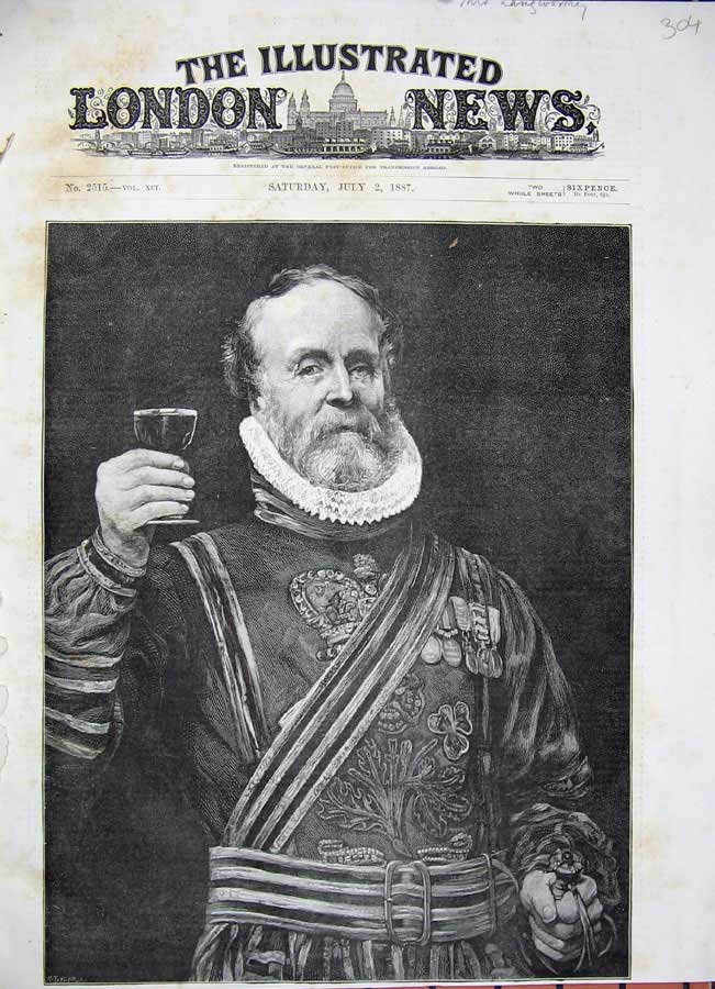 Original Old Antique Print 1887 Portrait Queen'S Guard Man Uniform Art 19th