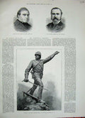 Old Antique Print 1887 Statue General Earle Liverpool Maple Burrows Bart 19th