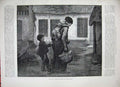 Original Old Antique Print 1887 Edouard Frere Widow Mother Children Basket Art