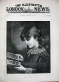 Original Old Antique Print 1887 Portrait Beautiful Young Girl Photos Art 19th